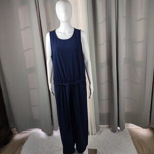 Carolina Belle Montreal Blue Wide Leg Crop Jumpsuit With Belt. Size 10